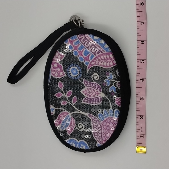 Vera Bradley Alpine Floral sequined oval wristlet wallet clutch - Picture 3 of 6